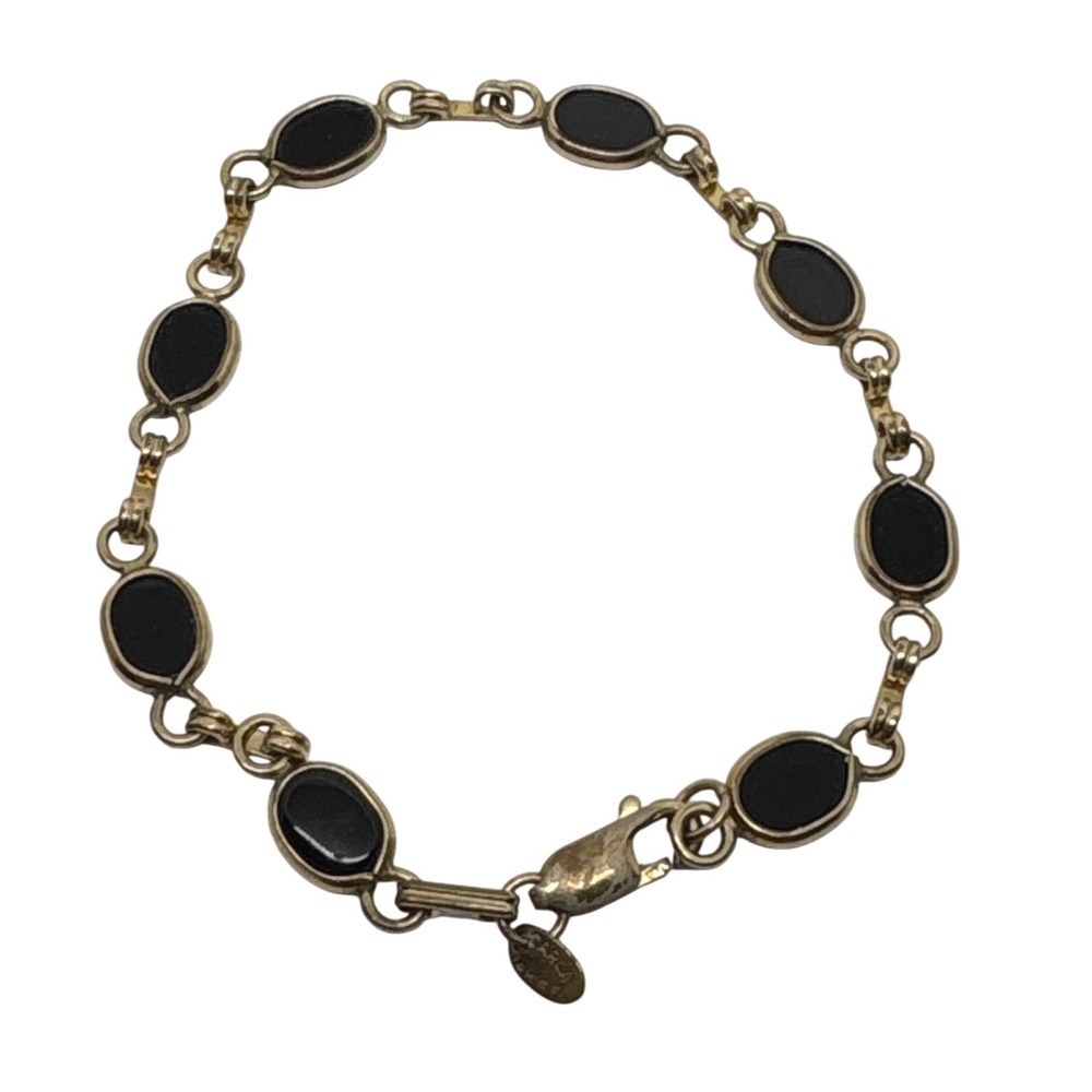 Carla 14K Gold Filled Black Onyx Oval Link Bracelet 7‎ Inch